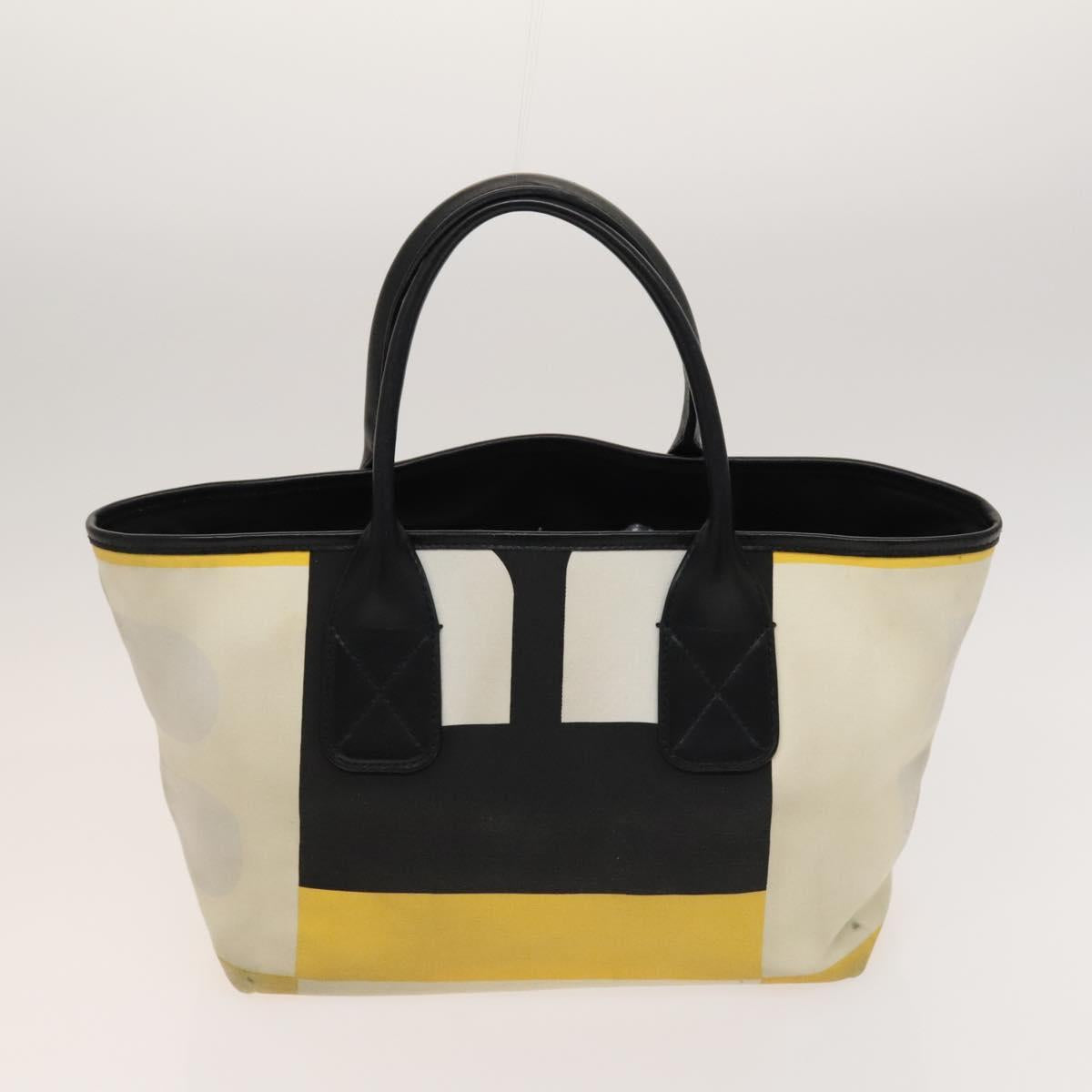 BALLY Hand Bag Canvas 2Set Beige Blue yellow Auth bs26441