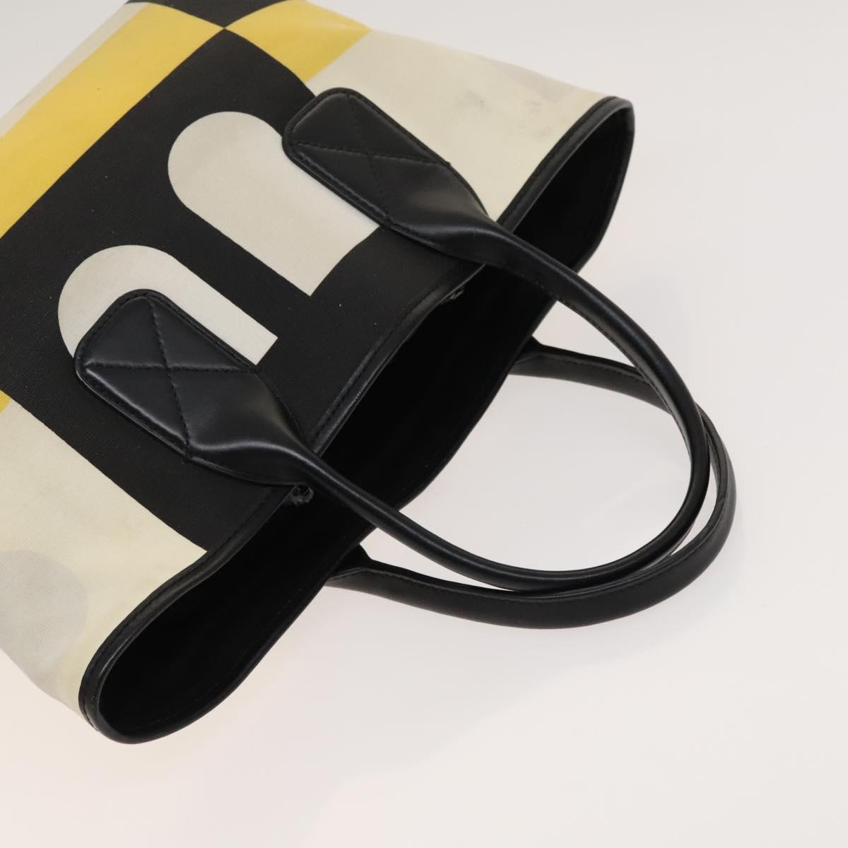 BALLY Hand Bag Canvas 2Set Beige Blue yellow Auth bs26441