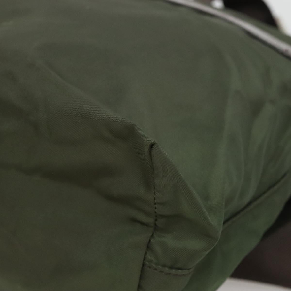 PRADA Shoulder Bag Nylon Khaki Silver Auth bs26478