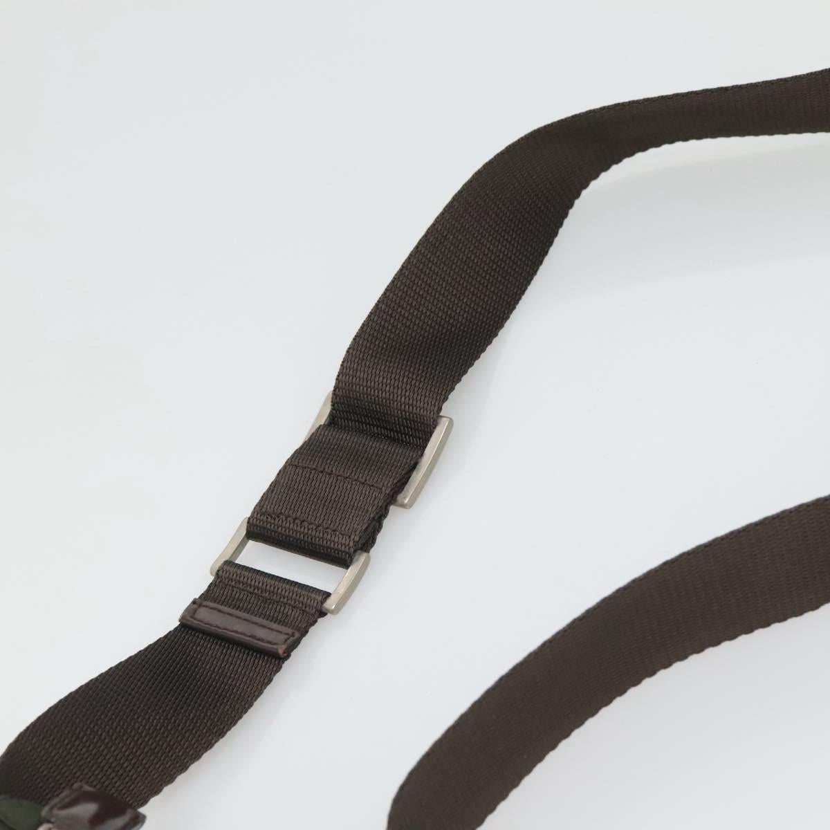 PRADA Shoulder Bag Nylon Khaki Silver Auth bs26478