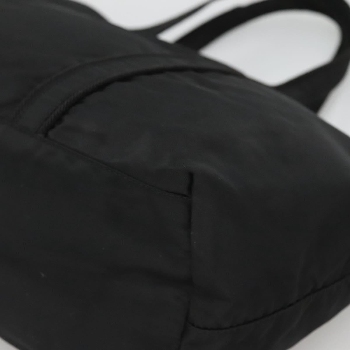 PRADA Tote Bag Nylon Black Silver Auth bs26479
