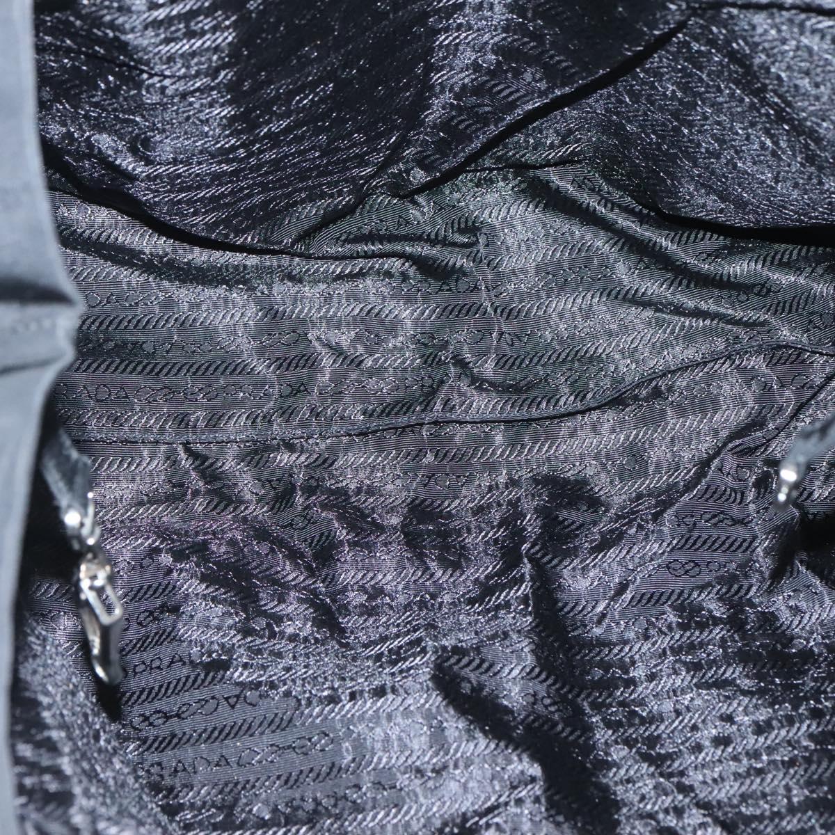 PRADA Tote Bag Nylon Black Silver Auth bs26479