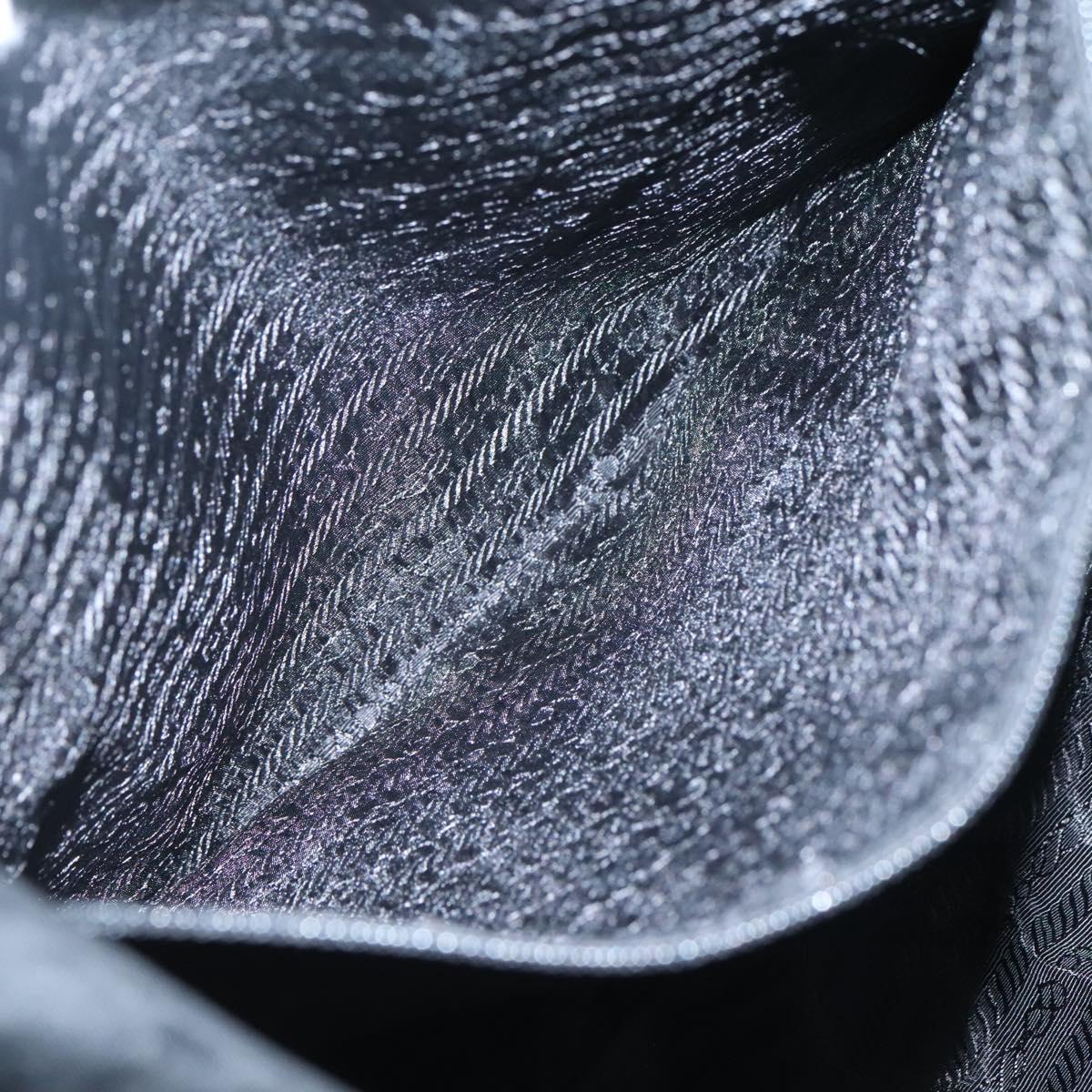 PRADA Tote Bag Nylon Black Silver Auth bs26479