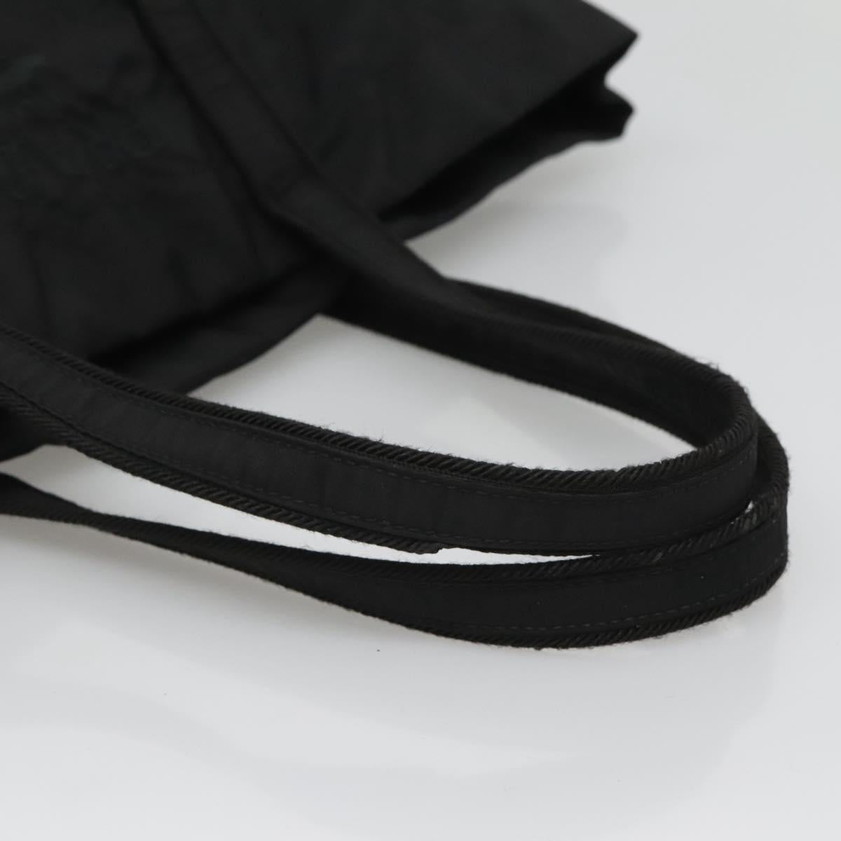 PRADA Tote Bag Nylon Black Silver Auth bs26479