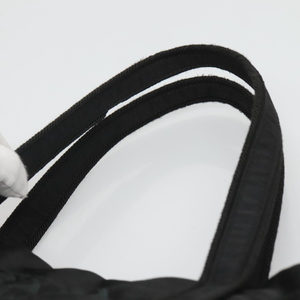 PRADA Tote Bag Nylon Black Silver Auth bs26479