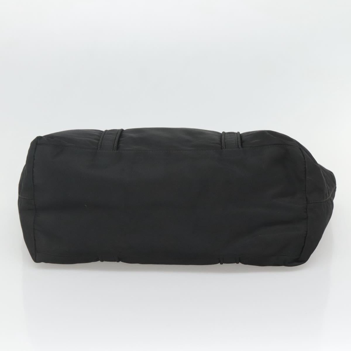 PRADA Tote Bag Nylon Black Silver Auth bs26479