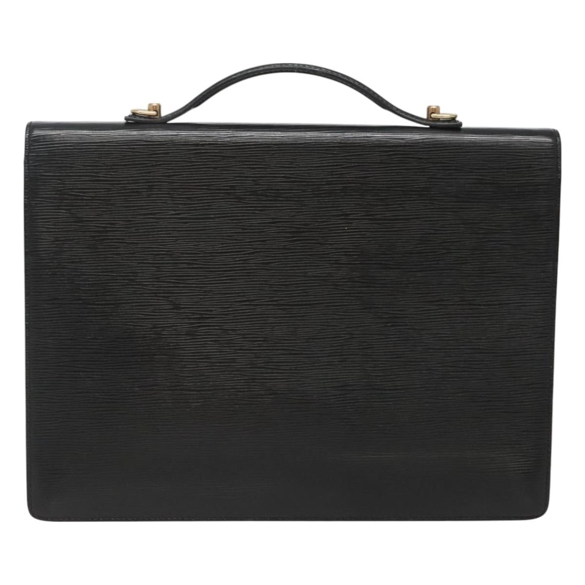 LOUIS VUITTON Epi Porte Documents Bandouliere Black M54462 LV Auth bs26493