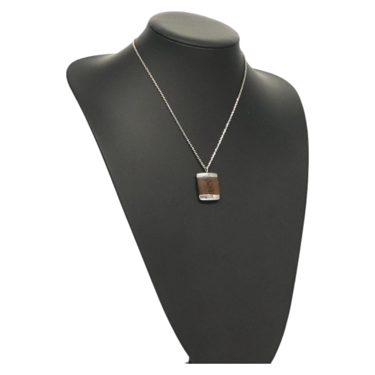 LOUIS VUITTON Pandantif Bois Necklace metal Brown M65372 LV Auth bs26495