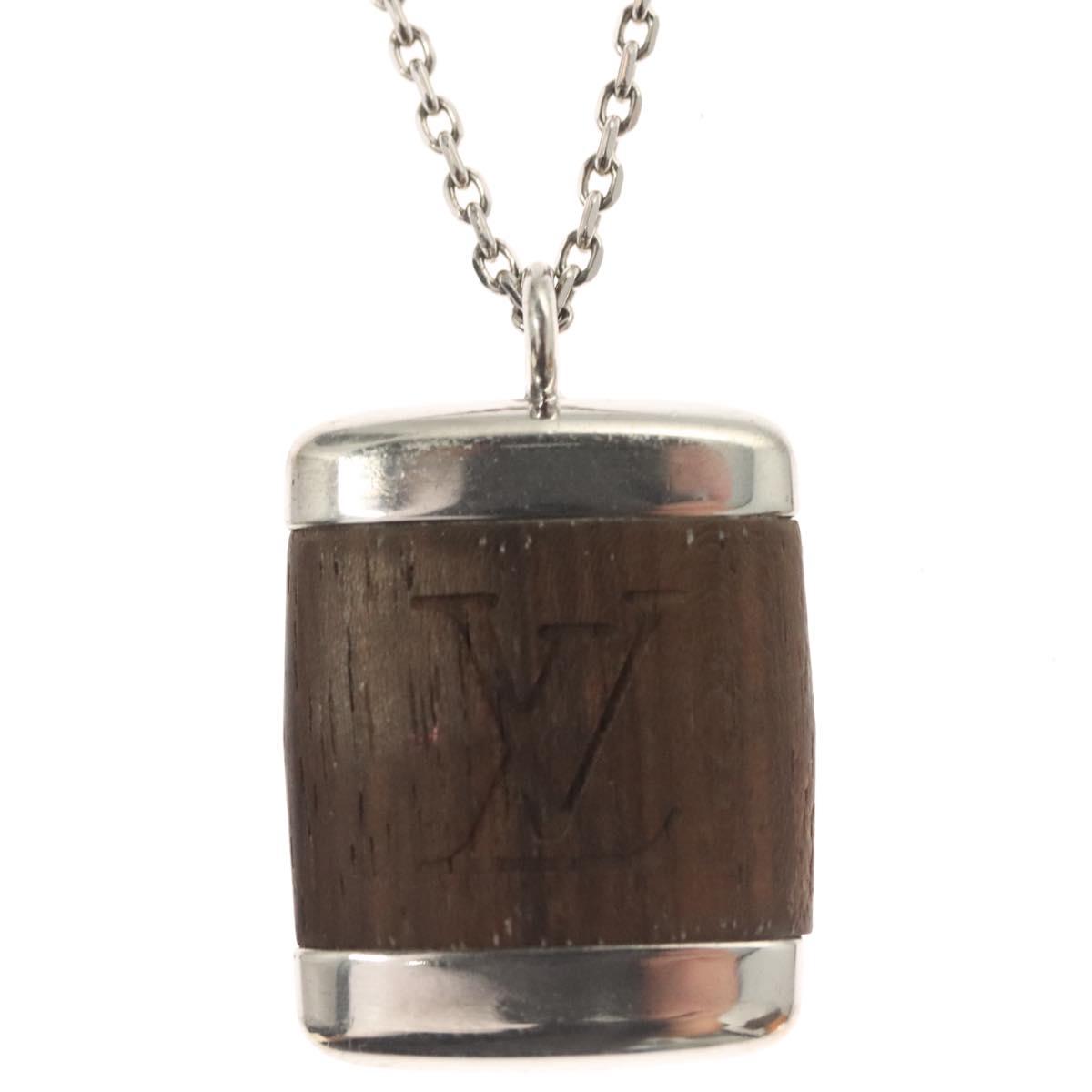 LOUIS VUITTON Pandantif Bois Necklace metal Brown M65372 LV Auth bs26495