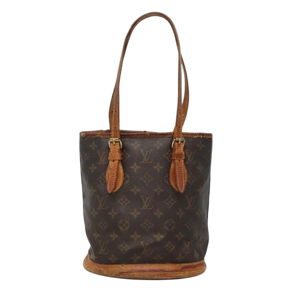 LOUIS VUITTON Monogram Bucket PM Shoulder Bag M42238 LV Auth bs26533