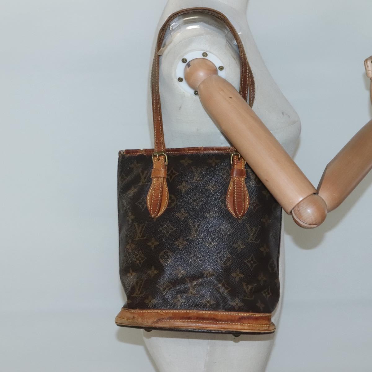 LOUIS VUITTON Monogram Bucket PM Shoulder Bag M42238 LV Auth bs26533