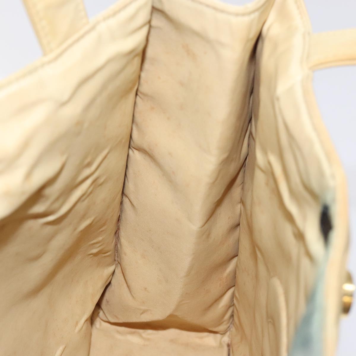 CHANEL Tote Bag Nylon Beige Gold CC Auth bs26566