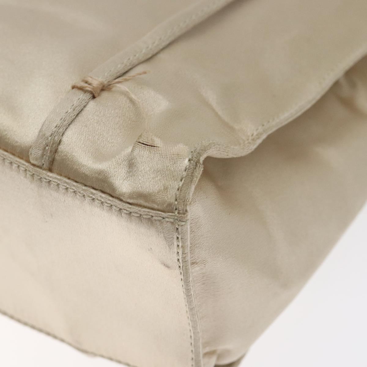 PRADA Tote Bag Satin Beige Auth bs26574