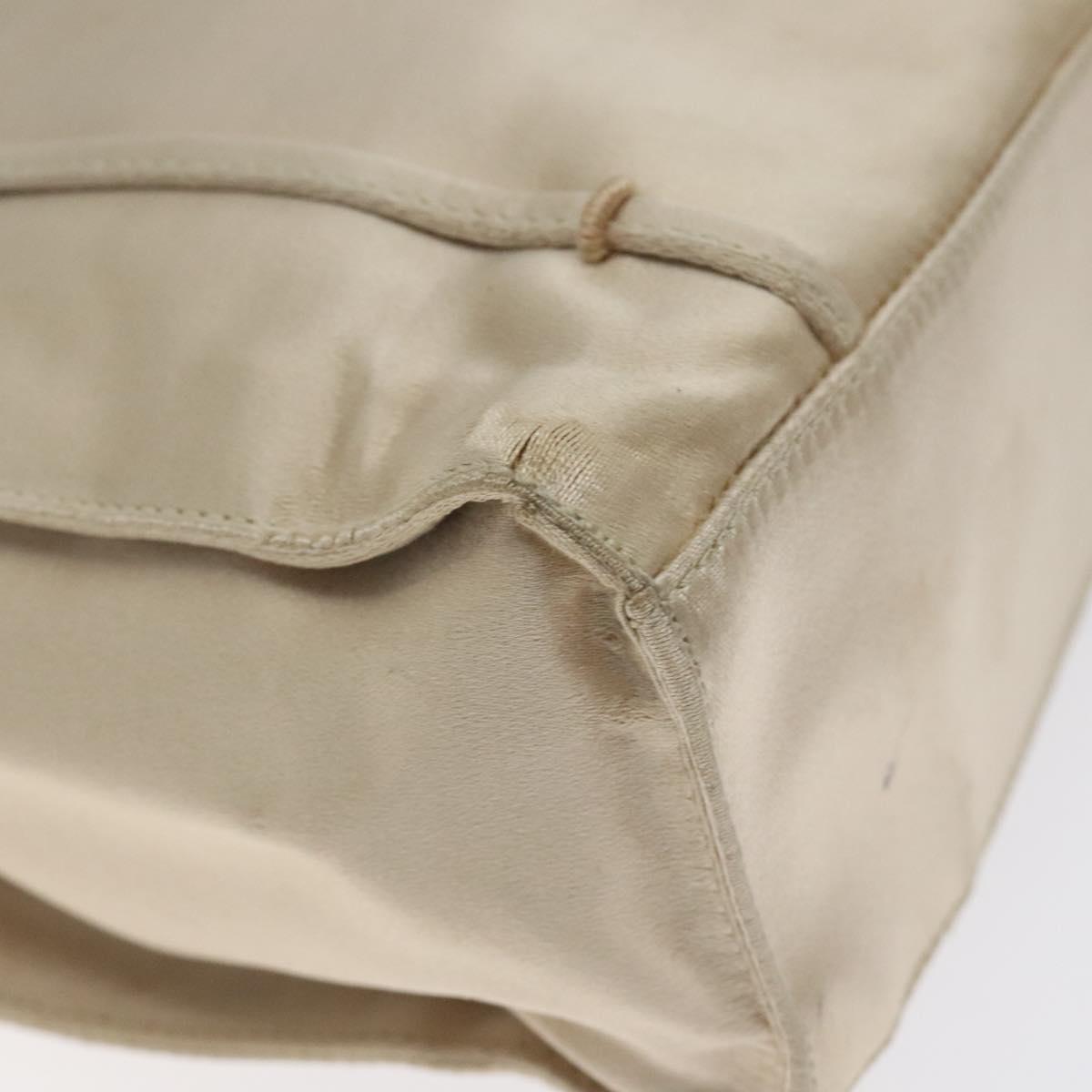 PRADA Tote Bag Satin Beige Auth bs26574