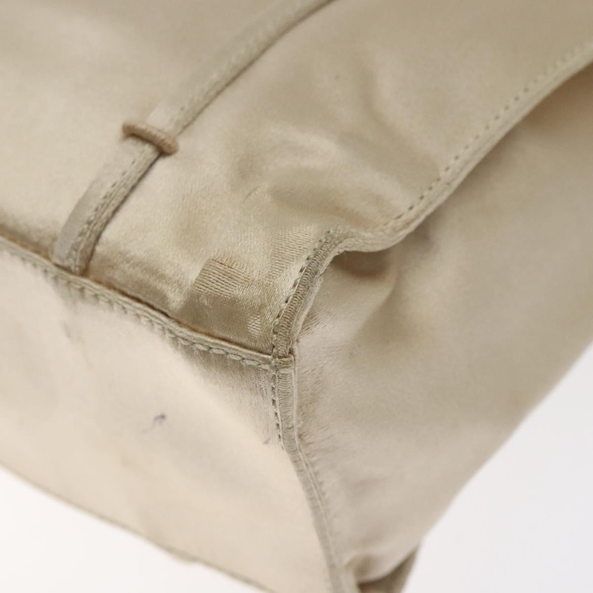 PRADA Tote Bag Satin Beige Auth bs26574