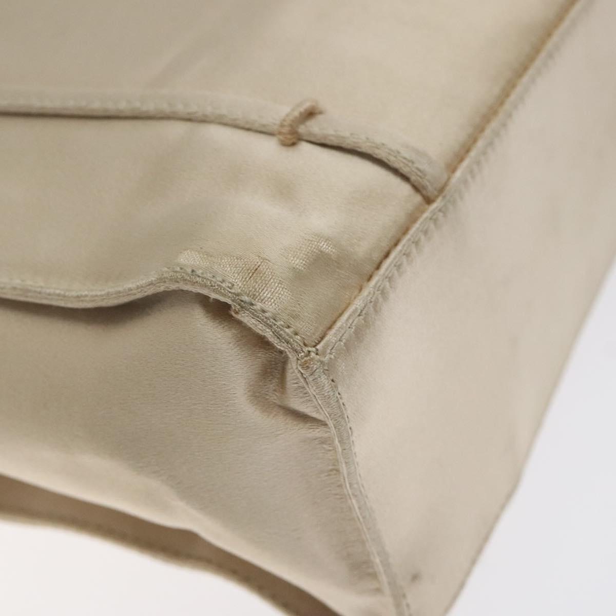 PRADA Tote Bag Satin Beige Auth bs26574