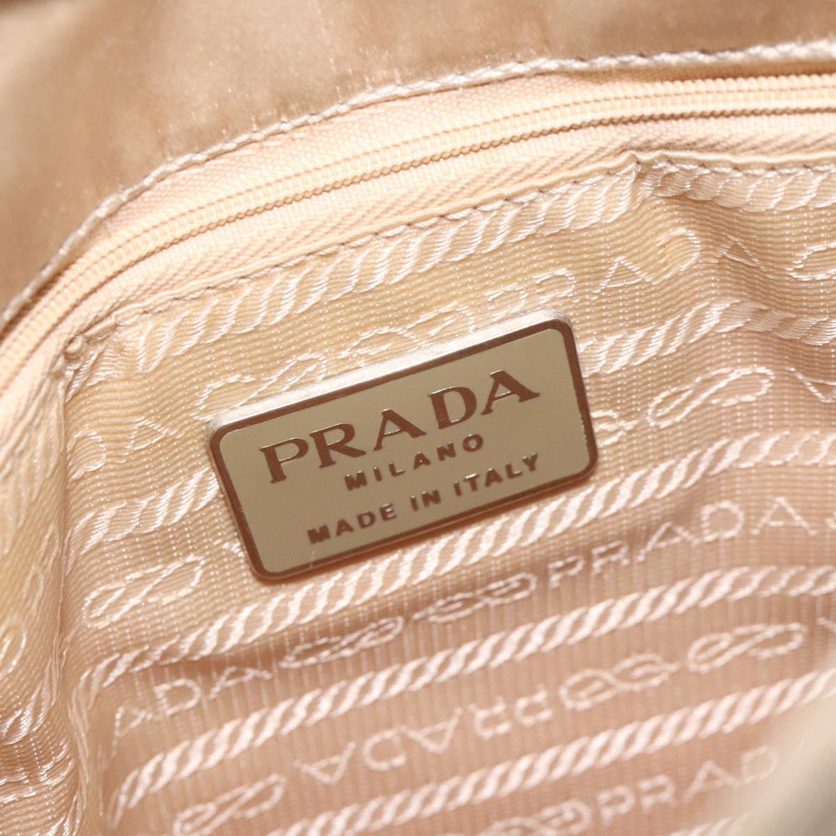 PRADA Tote Bag Satin Beige Auth bs26574