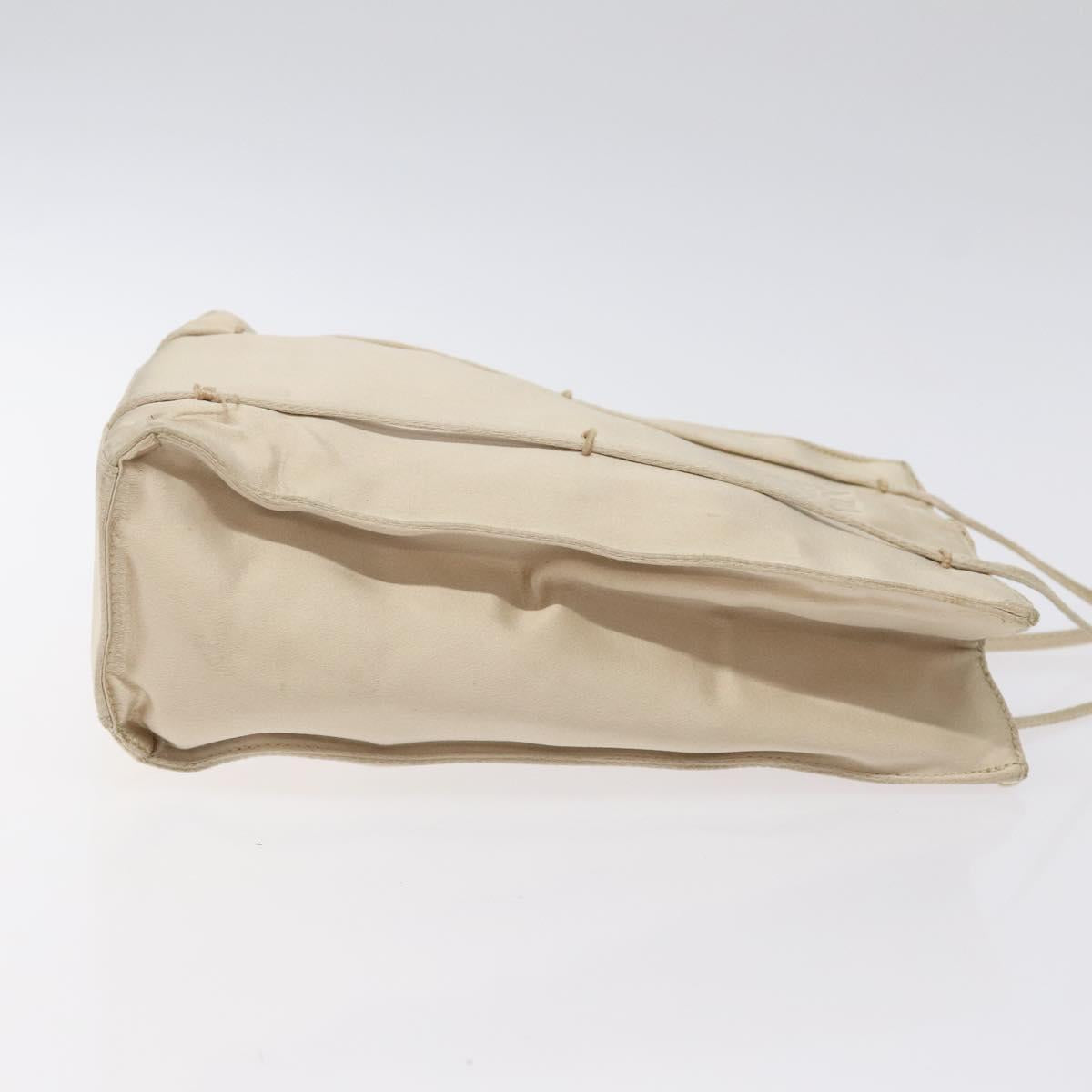 PRADA Tote Bag Satin Beige Auth bs26574