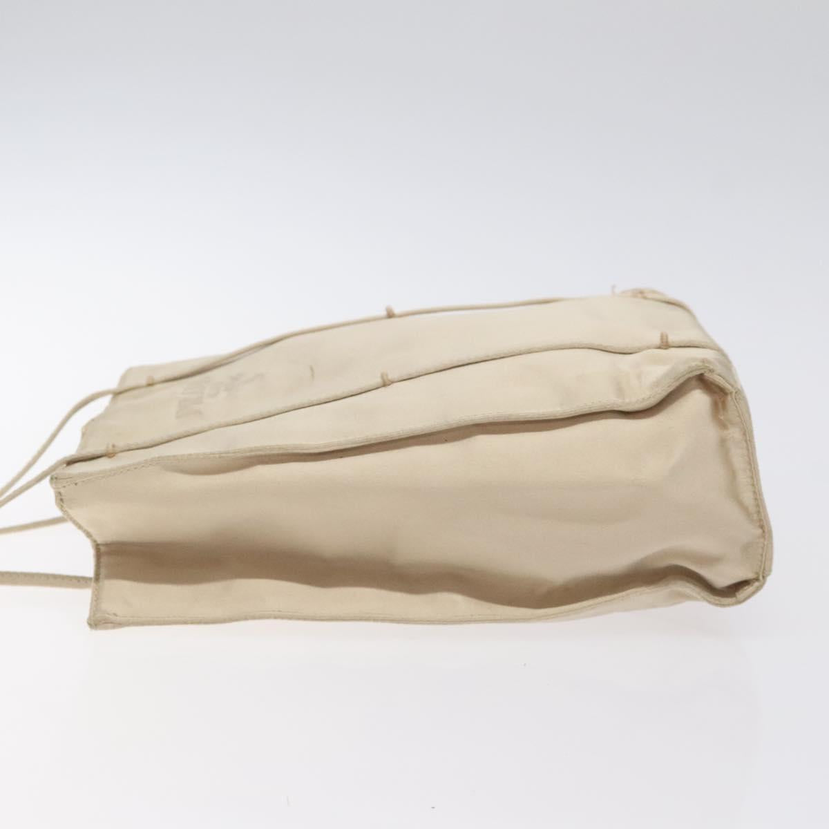 PRADA Tote Bag Satin Beige Auth bs26574