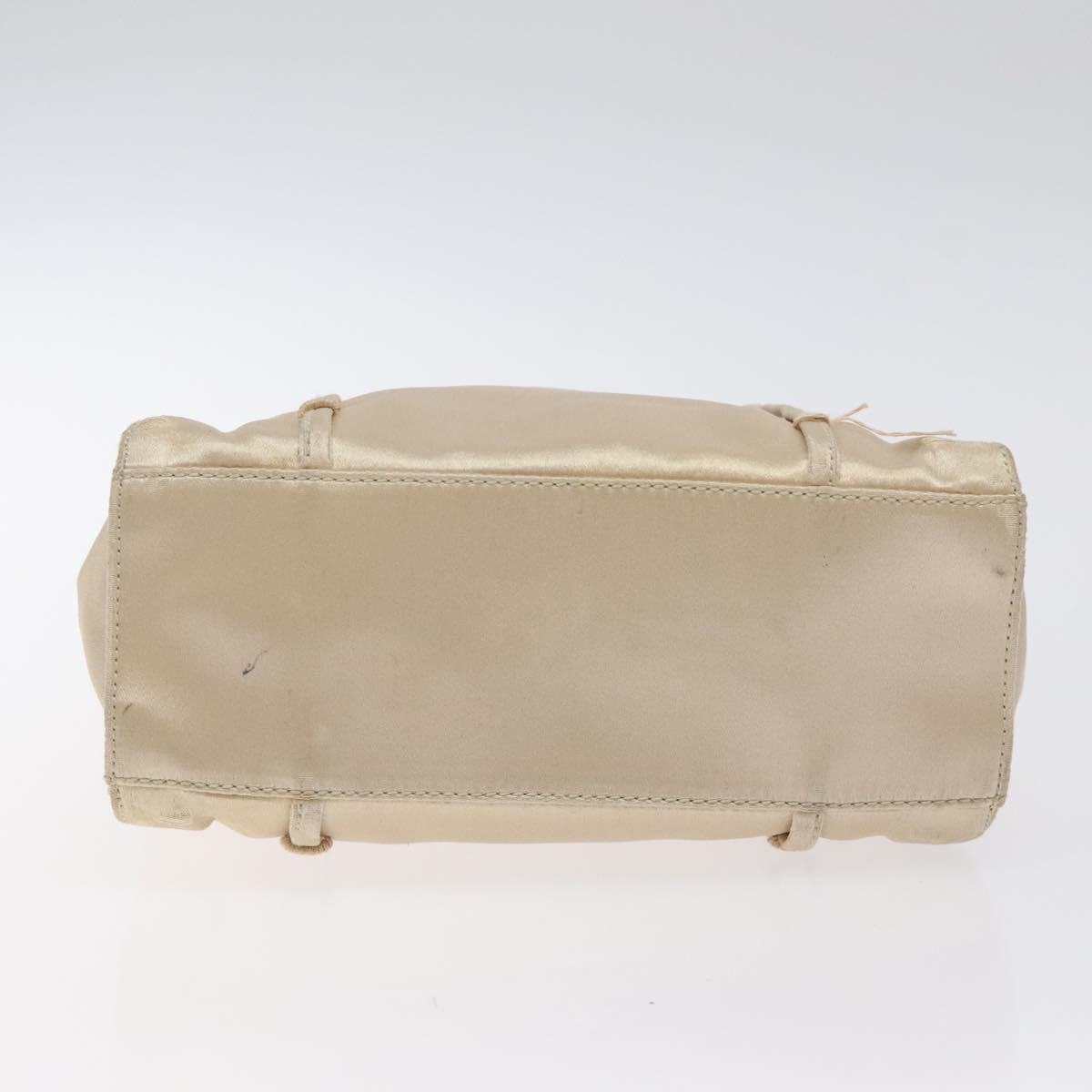 PRADA Tote Bag Satin Beige Auth bs26574