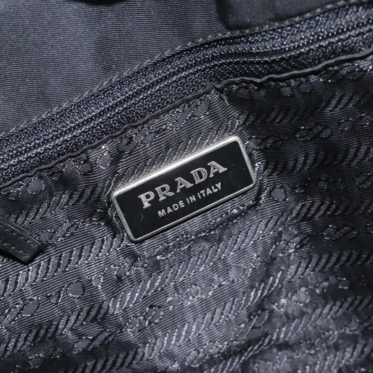PRADA Mini Tote Bag Nylon Black Silver Auth bs26580