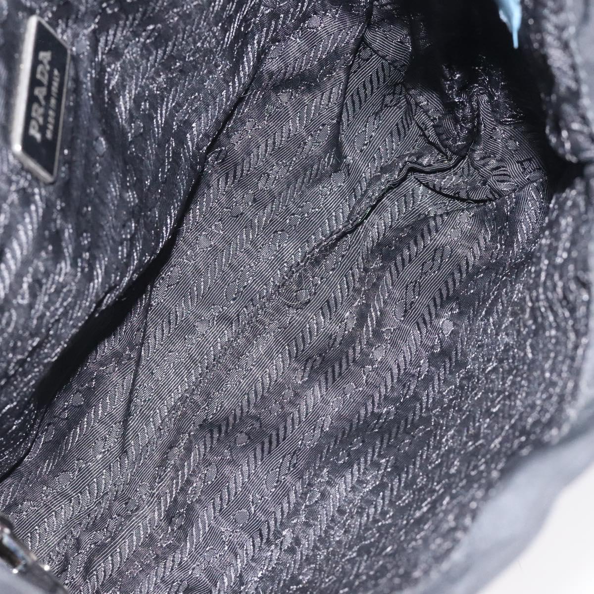 PRADA Mini Tote Bag Nylon Black Silver Auth bs26580