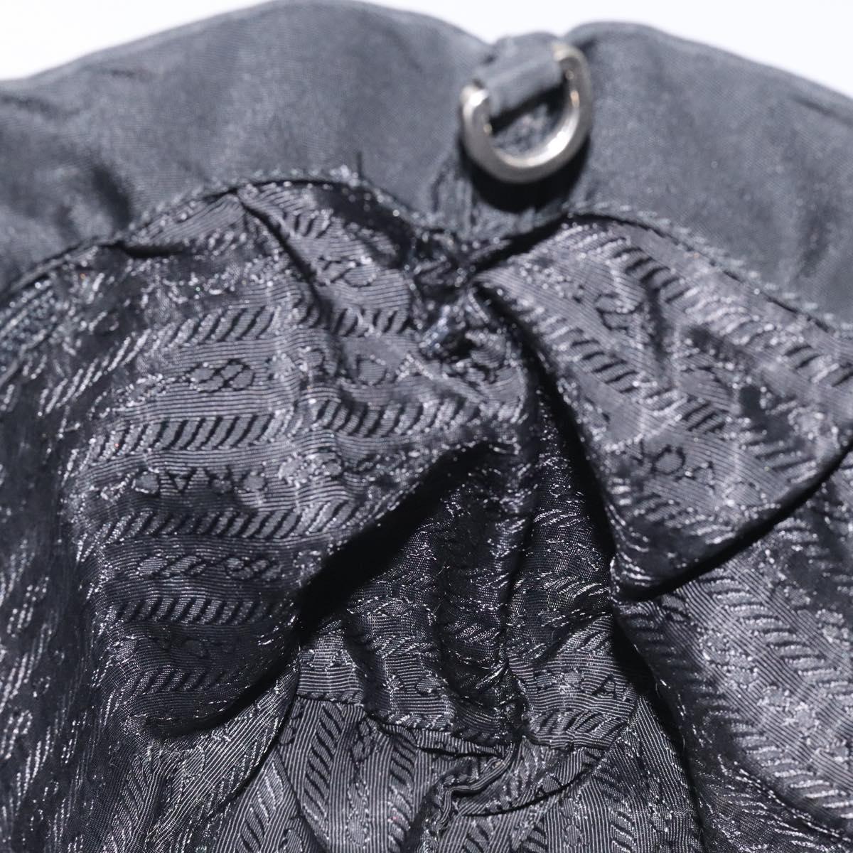 PRADA Mini Tote Bag Nylon Black Silver Auth bs26580