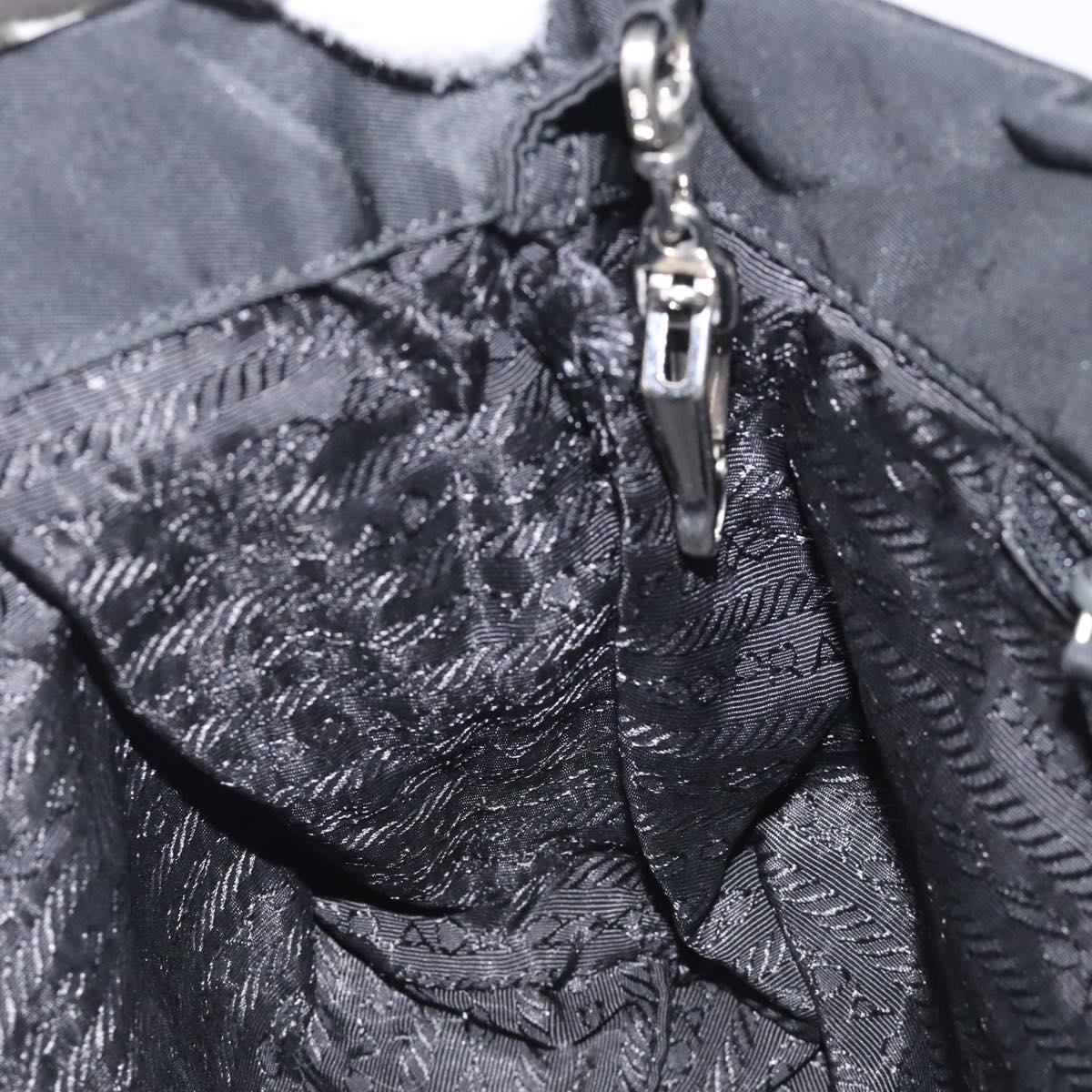 PRADA Mini Tote Bag Nylon Black Silver Auth bs26580