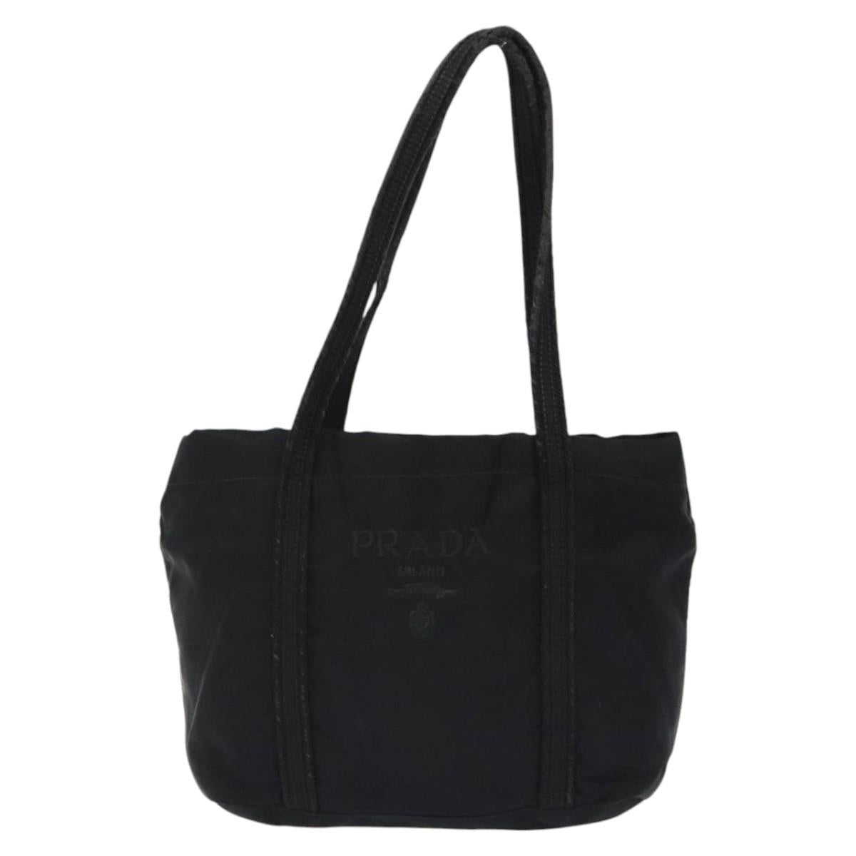 PRADA Mini Tote Bag Nylon Black Silver Auth bs26580