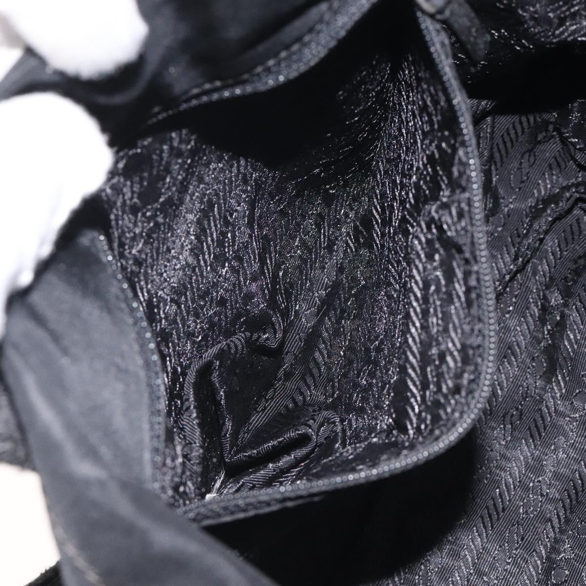 PRADA Mini Tote Bag Nylon Black Silver Auth bs26580