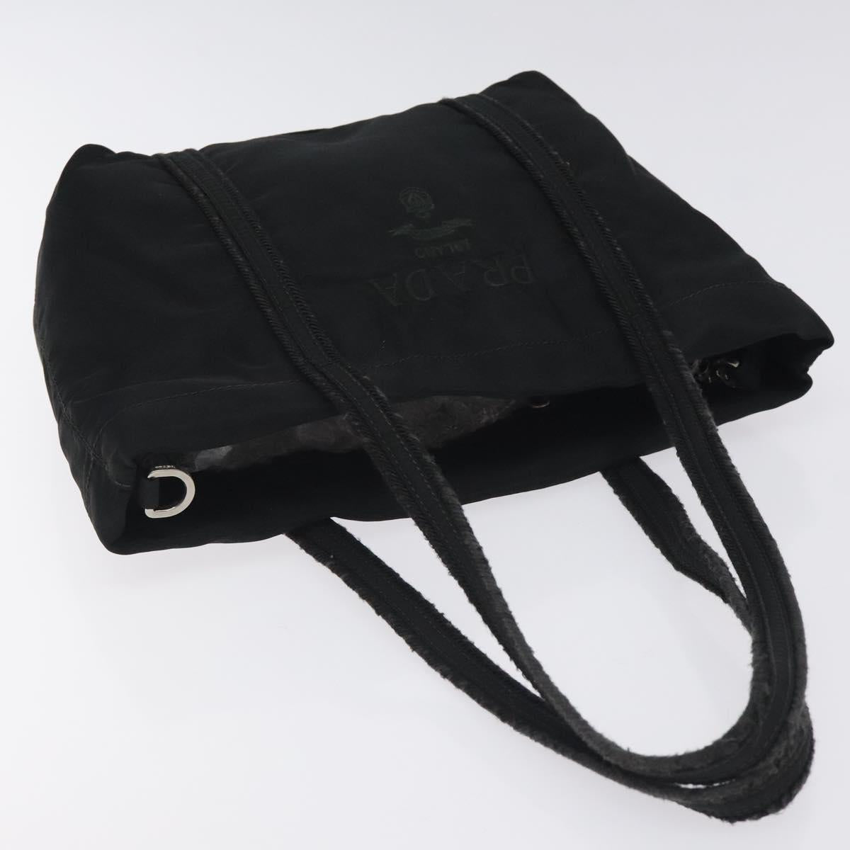 PRADA Mini Tote Bag Nylon Black Silver Auth bs26580