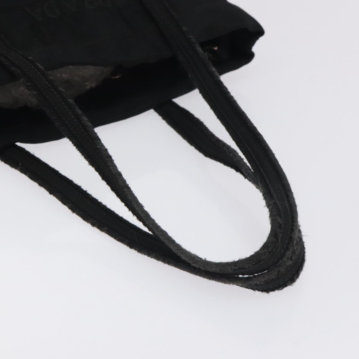 PRADA Mini Tote Bag Nylon Black Silver Auth bs26580