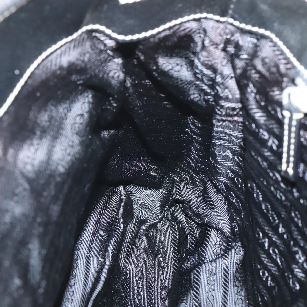 PRADA Chain Tote Bag Nylon Leather Beige Silver Auth bs26581