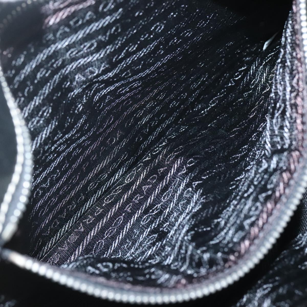 PRADA Chain Tote Bag Nylon Leather Beige Silver Auth bs26581