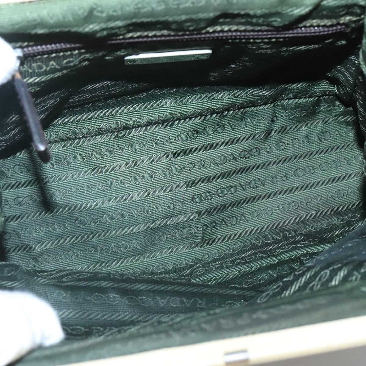 PRADA Shoulder Bag Canvas Leather Brown Silver Auth bs26588