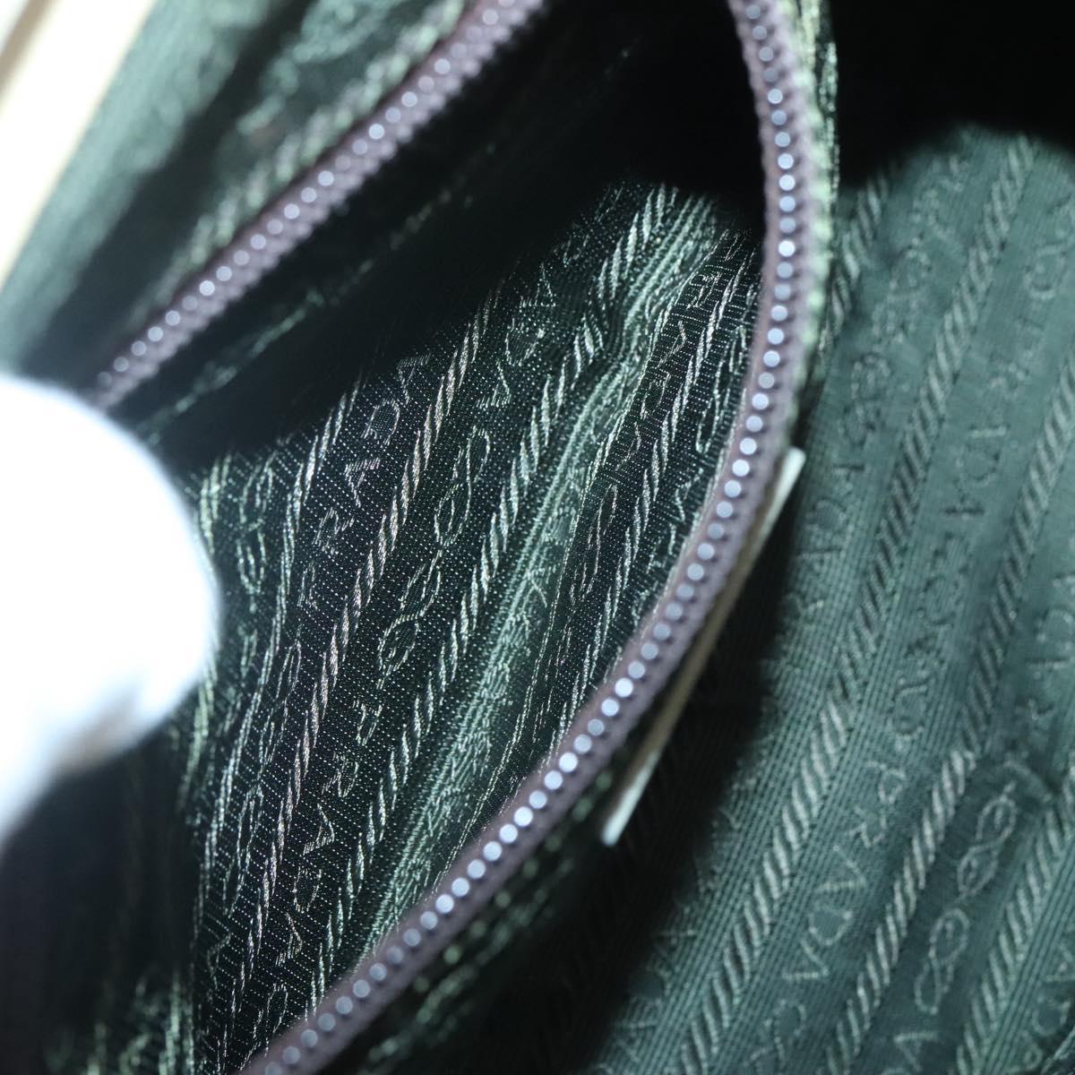 PRADA Shoulder Bag Canvas Leather Brown Silver Auth bs26588