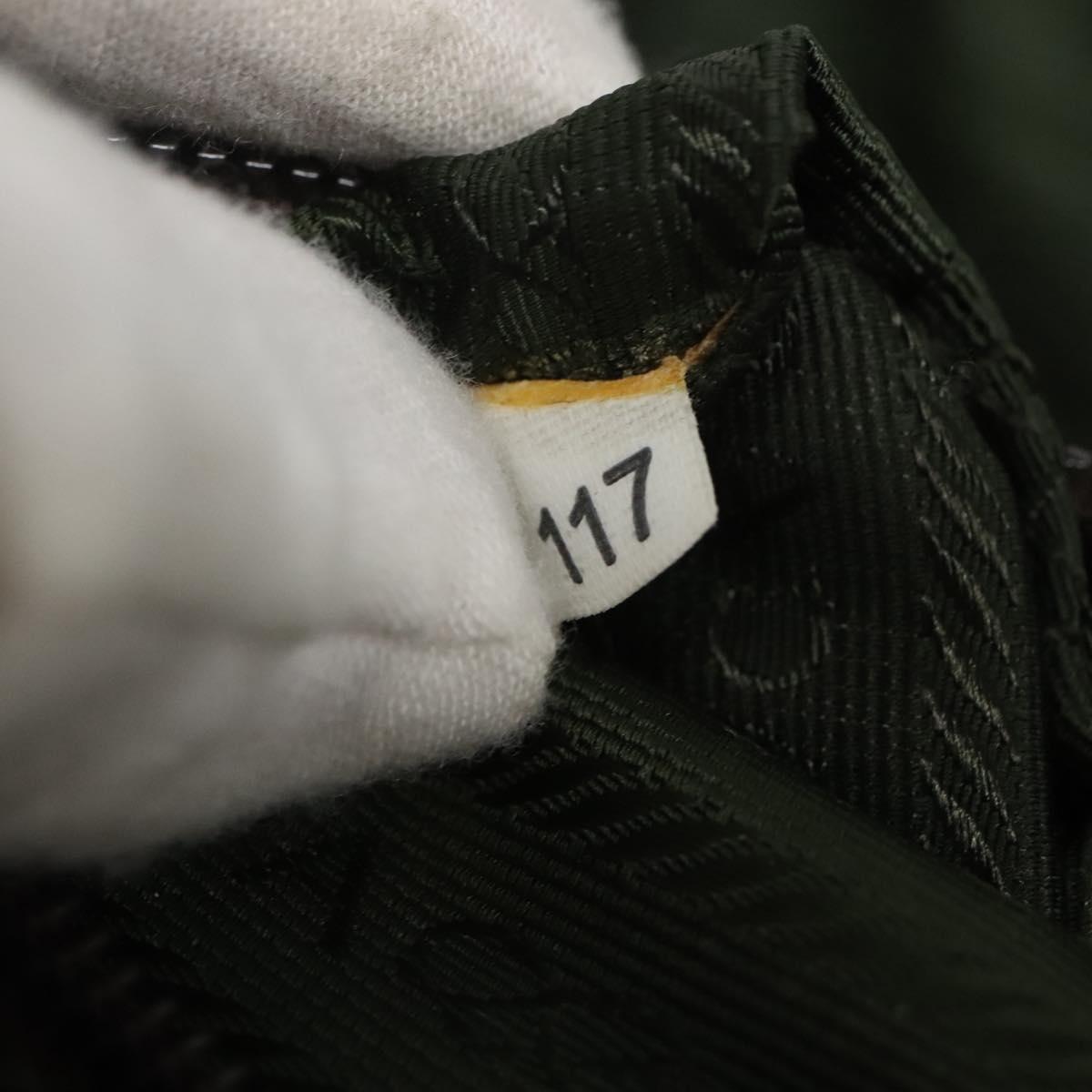 PRADA Shoulder Bag Canvas Leather Brown Silver Auth bs26588