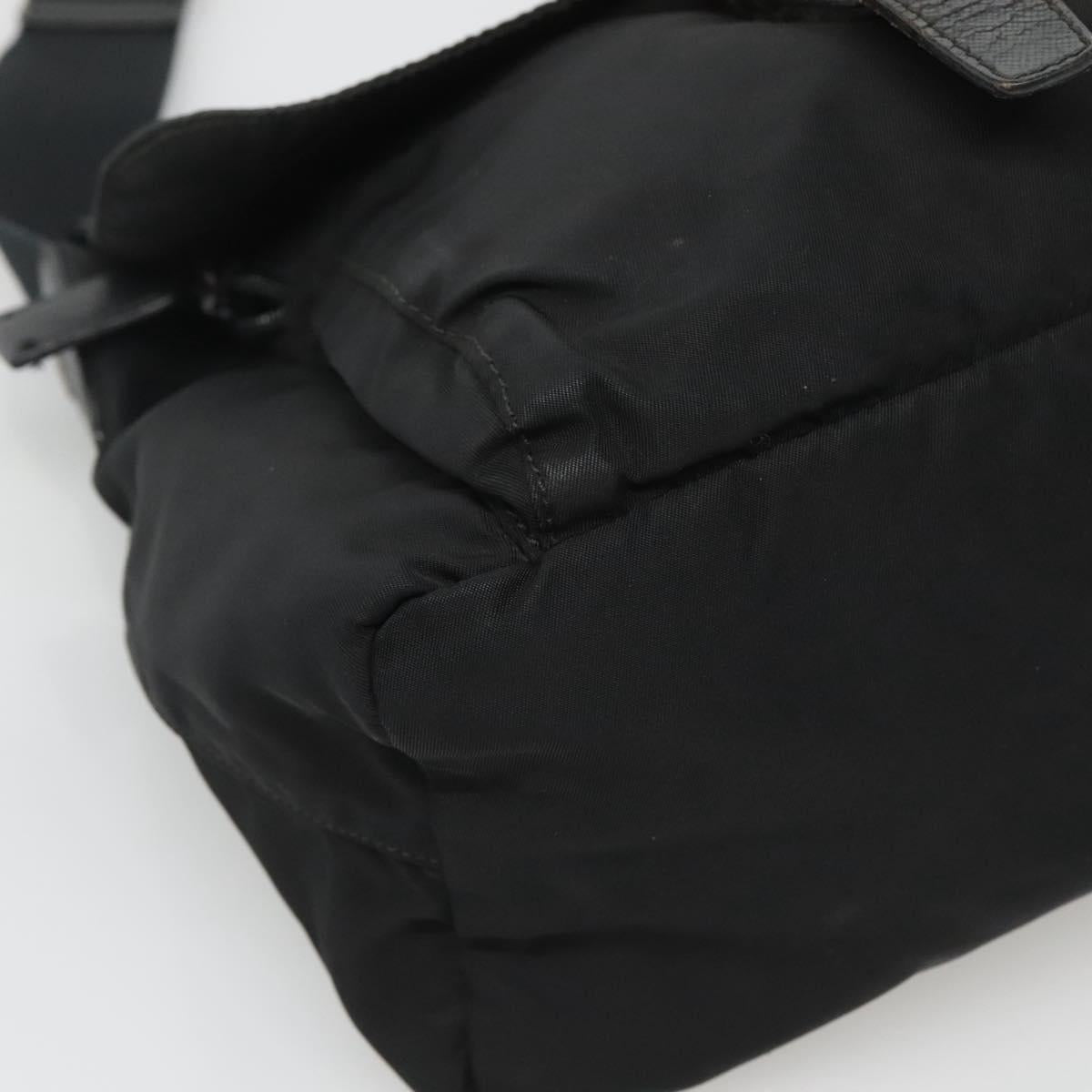PRADA Shoulder Bag Nylon Black Silver Auth bs26590