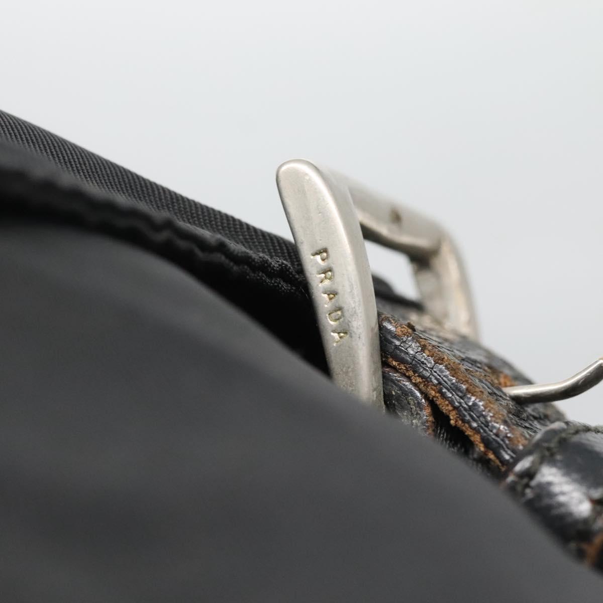 PRADA Shoulder Bag Nylon Black Silver Auth bs26590