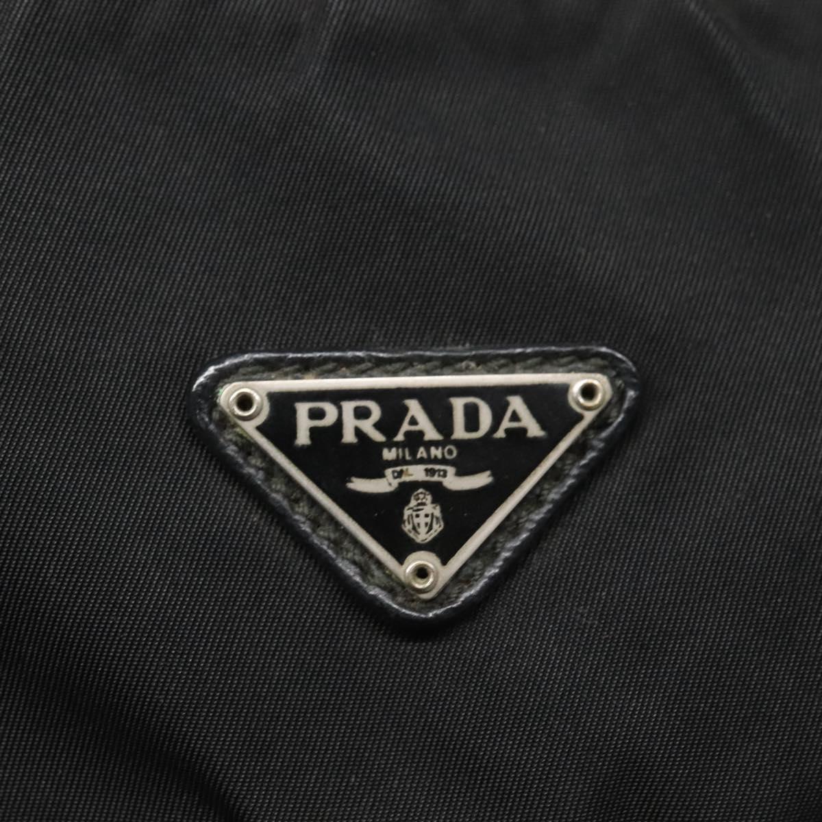 PRADA Shoulder Bag Nylon Black Silver Auth bs26590