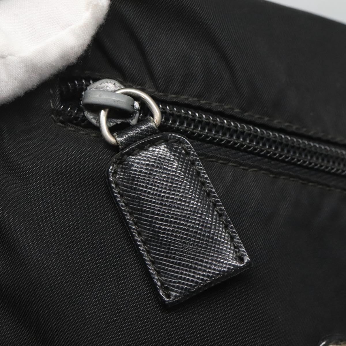 PRADA Shoulder Bag Nylon Black Silver Auth bs26590