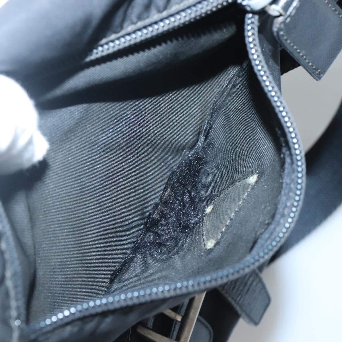 PRADA Shoulder Bag Nylon Black Silver Auth bs26590