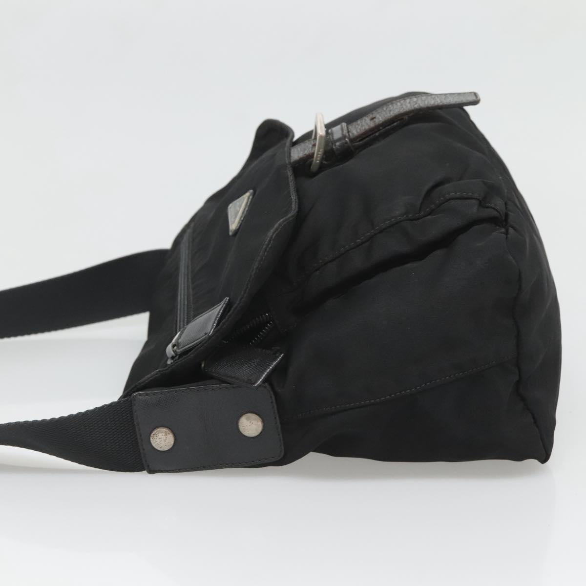 PRADA Shoulder Bag Nylon Black Silver Auth bs26590