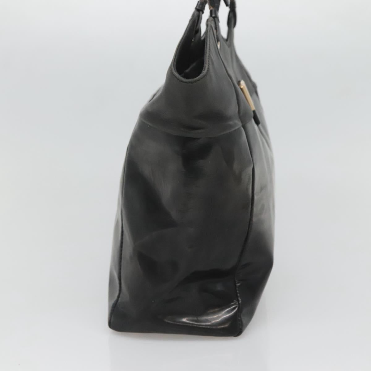 Salvatore Ferragamo Vera Shoulder Bag Enamel Black Gold Auth bs26598
