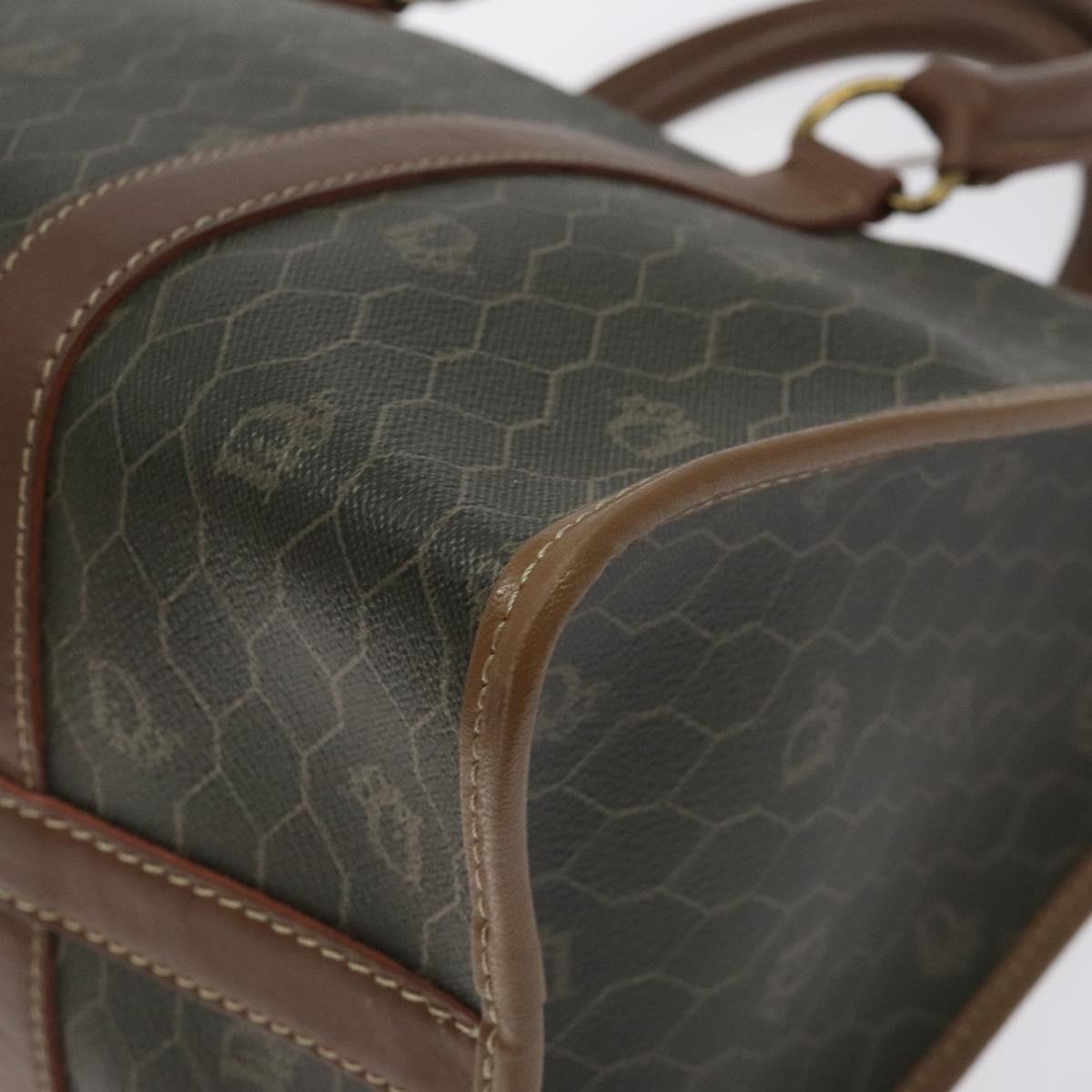 Christian Dior Honeycomb Canvas Hand Bag PVC Black Gold Auth bs26600