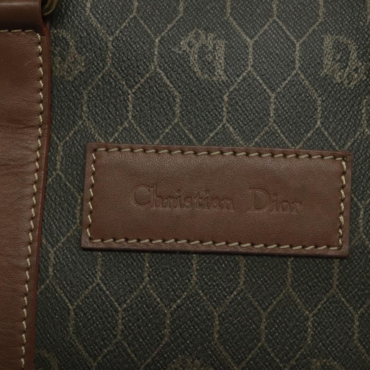 Christian Dior Honeycomb Canvas Hand Bag PVC Black Gold Auth bs26600