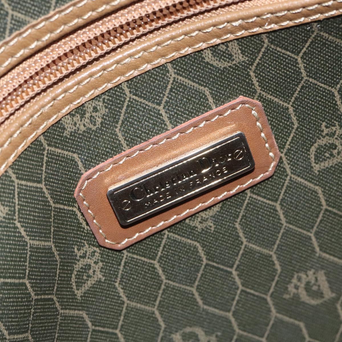 Christian Dior Honeycomb Canvas Hand Bag PVC Black Gold Auth bs26600