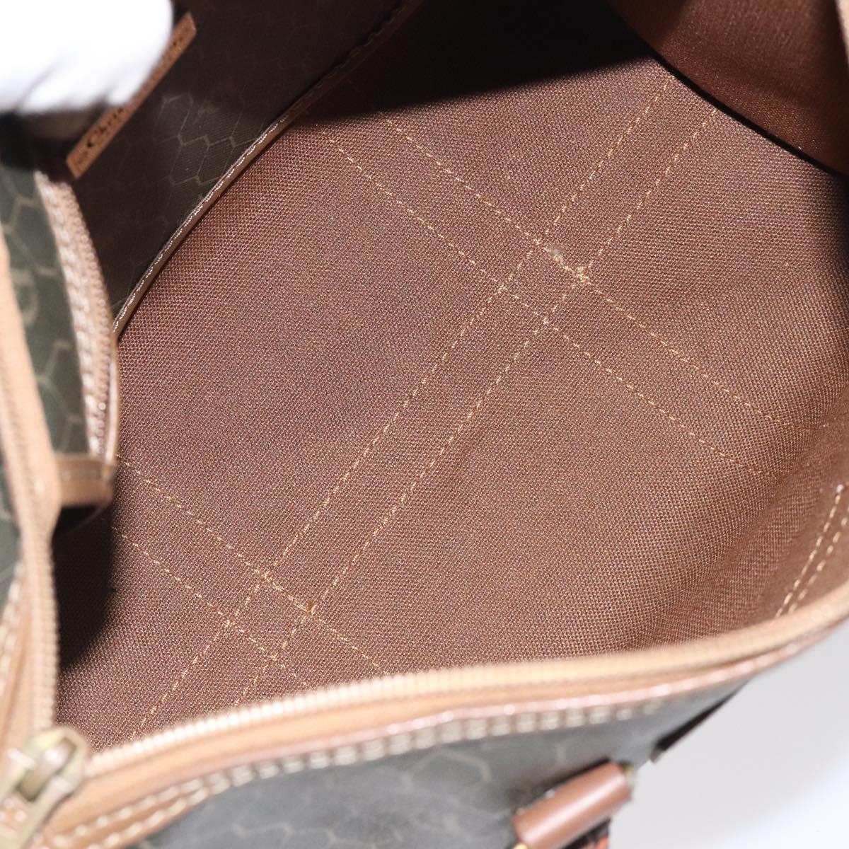 Christian Dior Honeycomb Canvas Hand Bag PVC Black Gold Auth bs26600