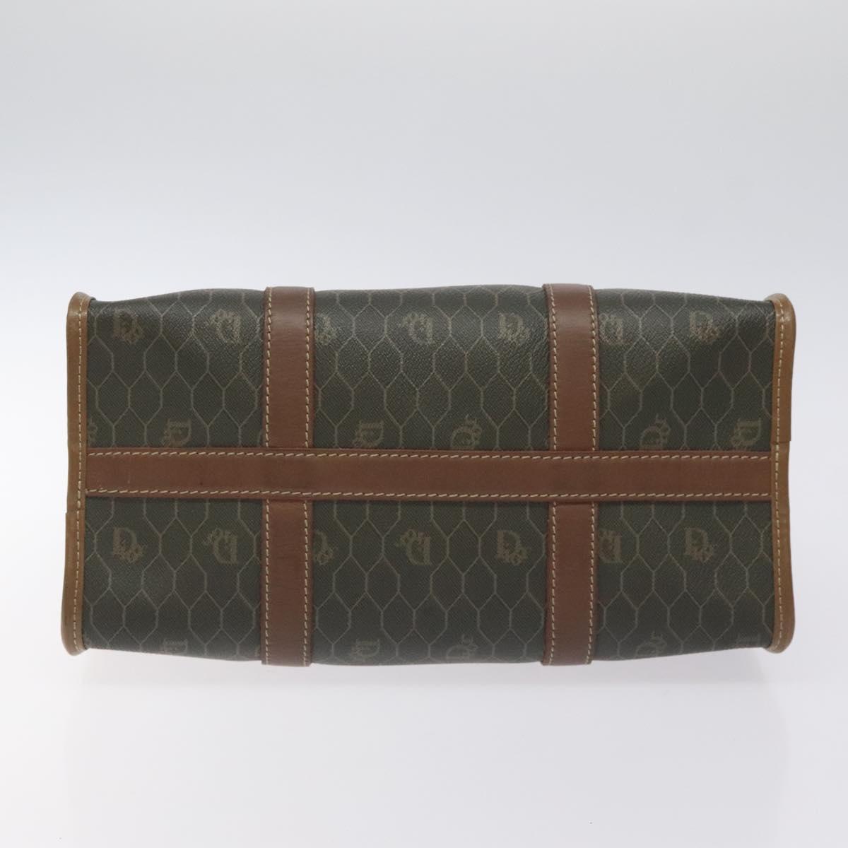 Christian Dior Honeycomb Canvas Hand Bag PVC Black Gold Auth bs26600