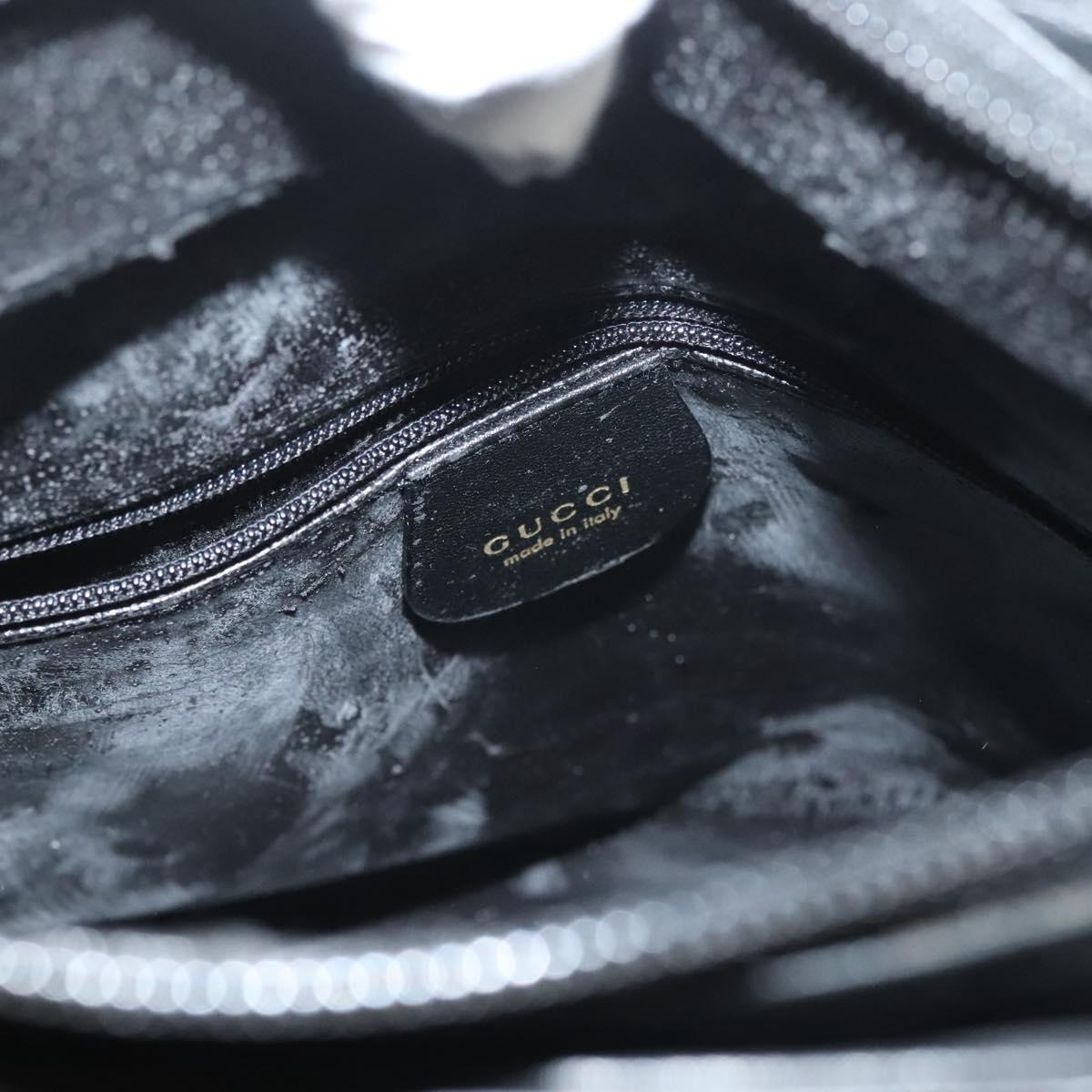 GUCCI Bamboo Hand Bag Leather 2way Black Gold 002 2058 0508 0 Auth bs26604